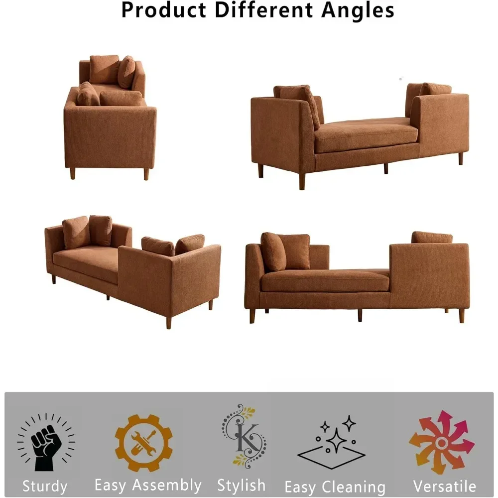 كرسي أريكة للاستراحة الداخلي مقاس 77.95 بوصة على الوجهين، أريكة استرخاء من شانيل، أريكة 3 مقاعد لغرفة المعيشة، سرير منجد حديث #6