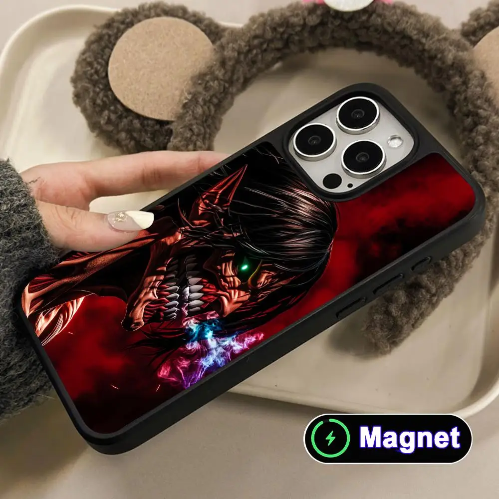 

Чехол AOT Eren Yeager с матовой поверхностью и поддержкой MagSafe для iPhone 17 16 15 14 13 12 11 Air Pro Max Plus, цветной
