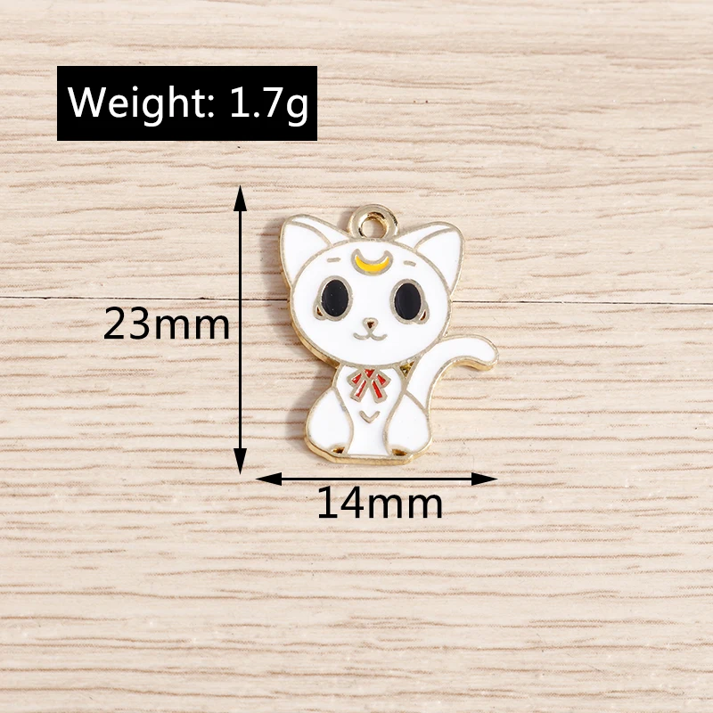 10 Stück 11x11mm Cartoon Emaille Tier Katze Charms für Schmuckherstellung Tropfen Ohrringe Armbänder Anhänger Halskette DIY Bastelbedarf – Detail 5