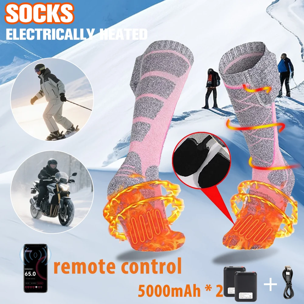 

Ski Socking Sports Heated Socks Thickening Winter Outdoor High Tube Mountaineering Electric Heated Sock APP Control Heated Socks