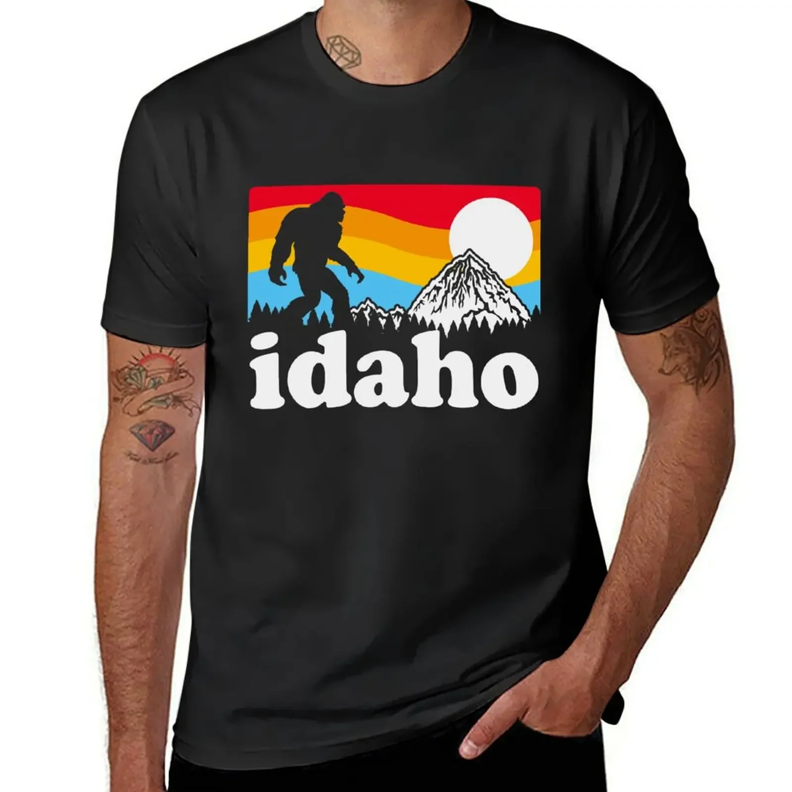 

Idaho Bigfoot Mountains Retro T-Shirt korean fashion boys whites mens graphic t-shirts anime