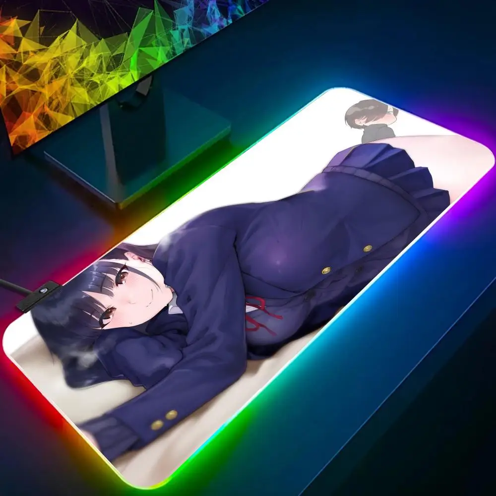 Anime T-The D-Dangers In M-My H-Heart Mouse Pad RGB Glow Personality Picture Custom PC Table Mat Game Player Dedicated LED