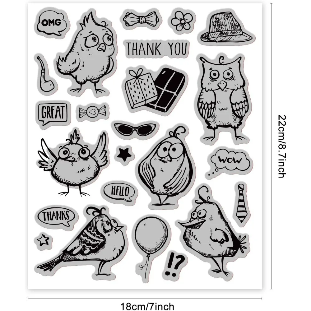 Comic Bird Cling Rubber Stamp Comic Bird Cling Mount Stamp Script Stamps Script Stamps for Card Making and Photo Album Decor