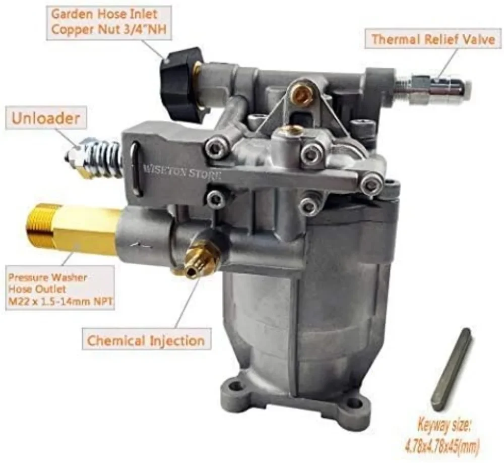 신형 2400-2800 PSI 압력 세척기 펌프 교체품, 3/4인치 샤프트 수평 펌프 (파워 워셔용)