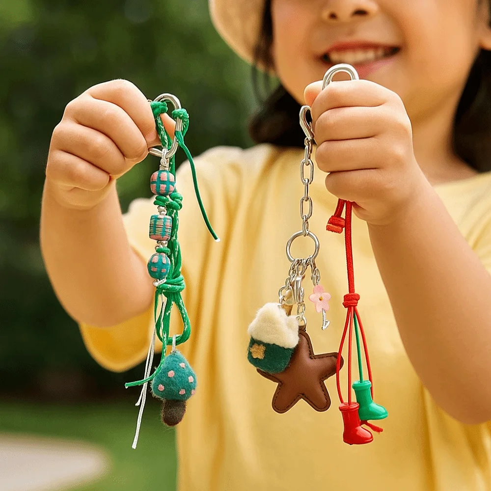 النايلون النسيج حبل الفطر مفتاح الحبل معكرون سوار فريد معلق حبل قوي أنيق اللون الشريط Bowknot حزام النساء