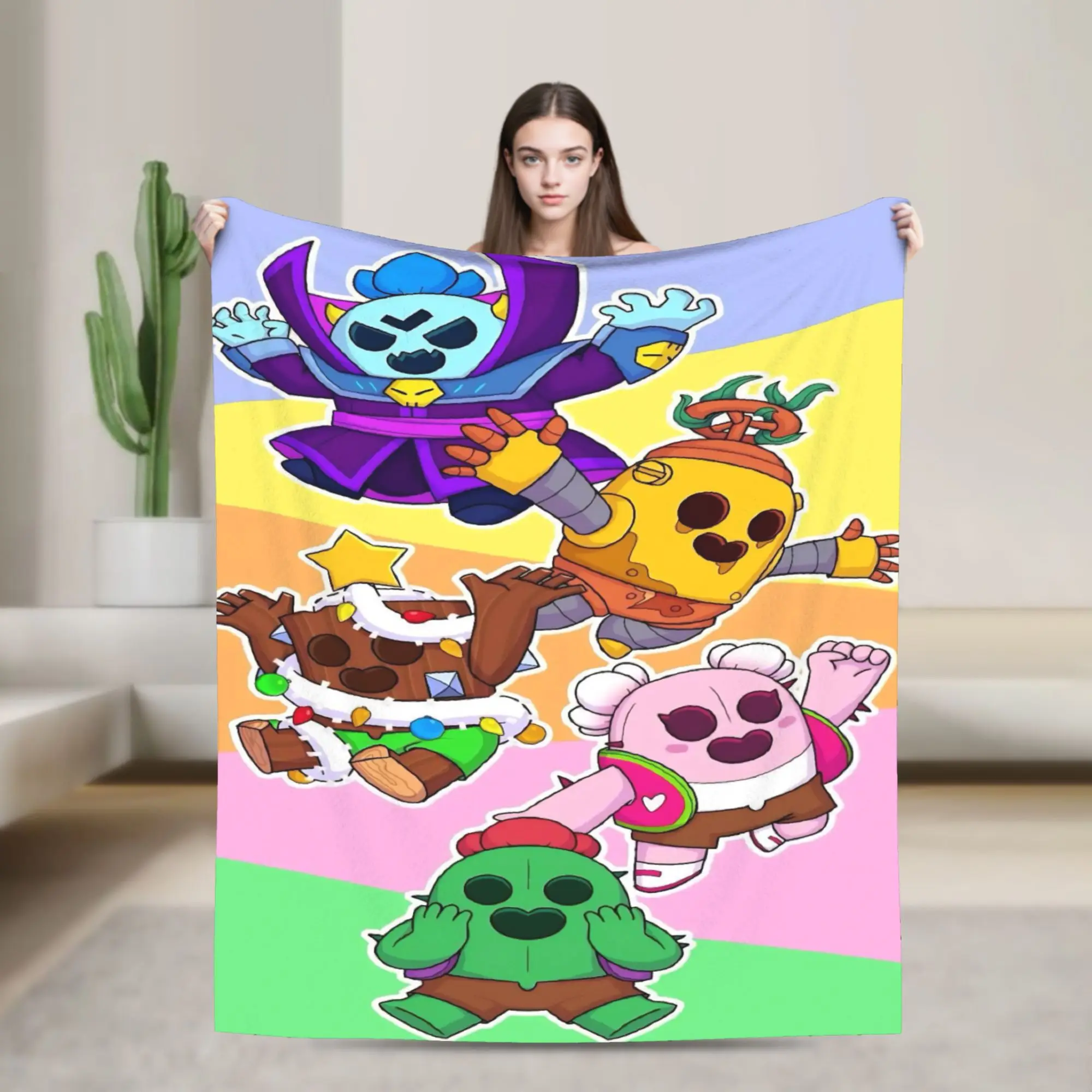 Sandy Leon Spike Game Blankets Coral Fleece Plush Spring/Autumn  Multi-function Thin Throw Blankets for Home Outdoor Quilt