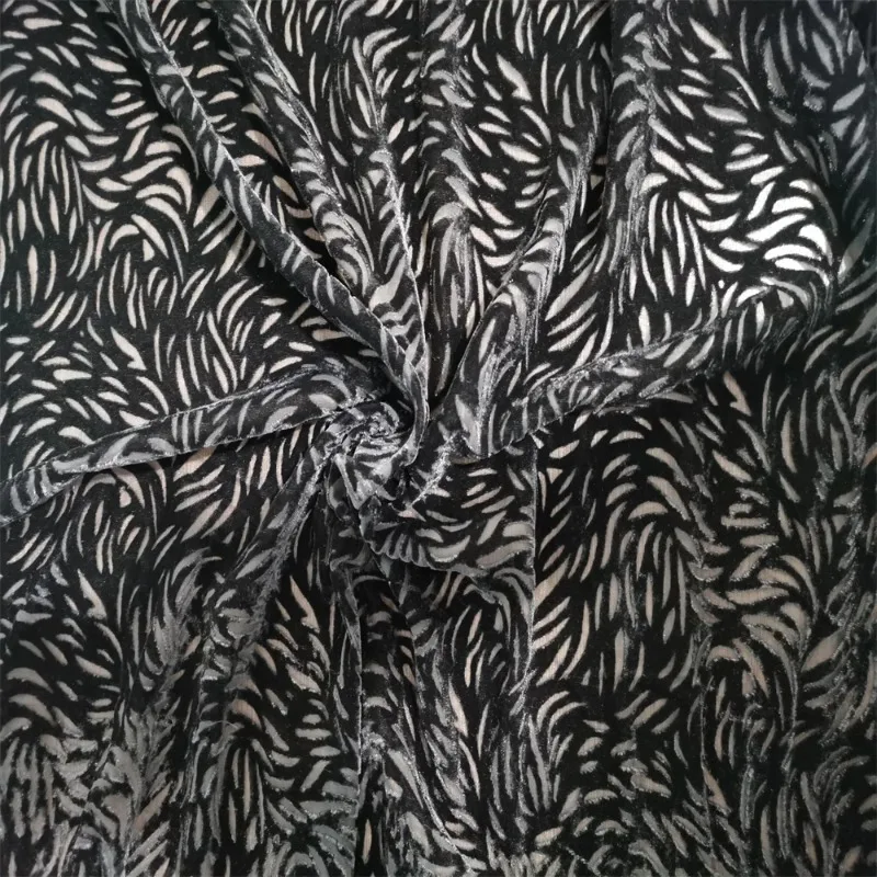 1meter Floral Hollow Velour Fabric Plain Brocade Burnt-out Velvet Fabric Burnt Flower Women Clothing Fabric for Sewing