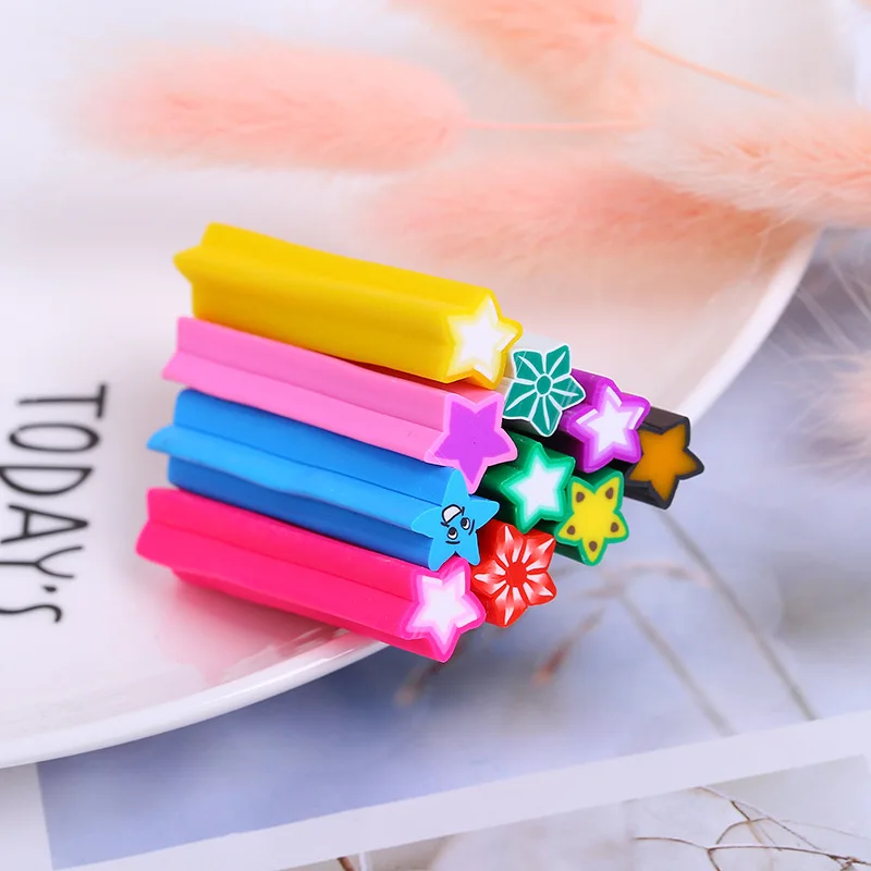 10Pcs Cartoon Fruit Flower Heart Halloween Decoration Polymer Clay Sticks DIY Cut Slices Nail Art Accessories Scrapbook 10*50mm