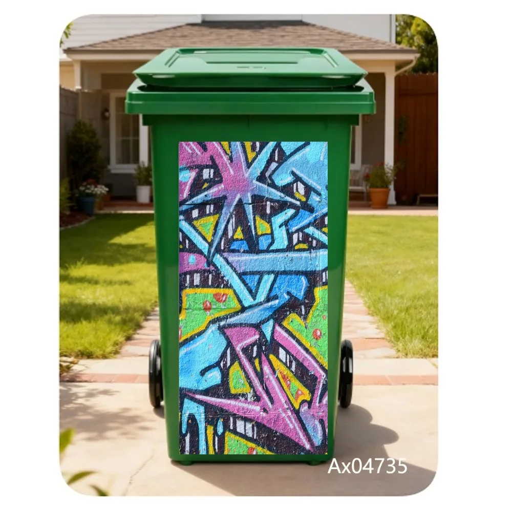 Waterproof Removable Pop Art Collage Street Graffiti Wheelie Bin Sticker For Outdoor Garden Trash Bin Home Wall Decoration