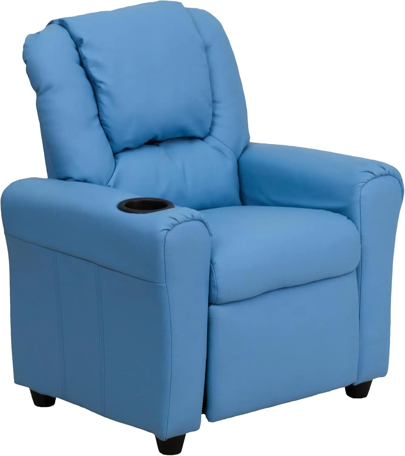 

Vana Vinyl Kids Recliner, Cup Holder, Headrest, Safety Recline, Supports 90 lbs, Light Blue