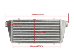 Universal Front Mount Aluminum Intercooler 590*205*69mm ,56mm Inlet/Outlet High Flow Light Weight Turbo Super Charger System
