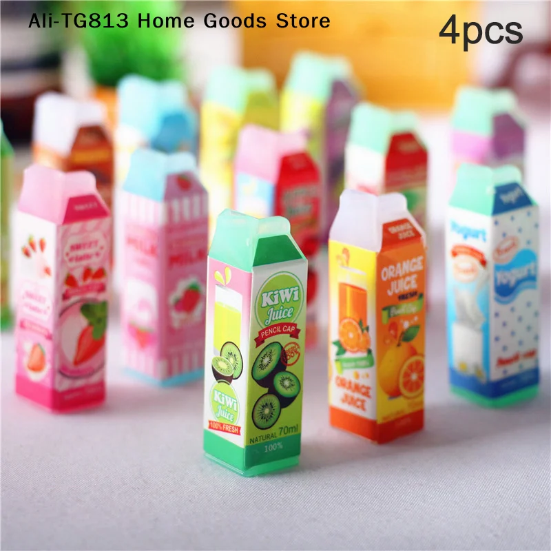 

[TG813]4pcs 1/12 Dollhouse Miniature ABS Juice Carton Bottle Drink Food Accessories Toy