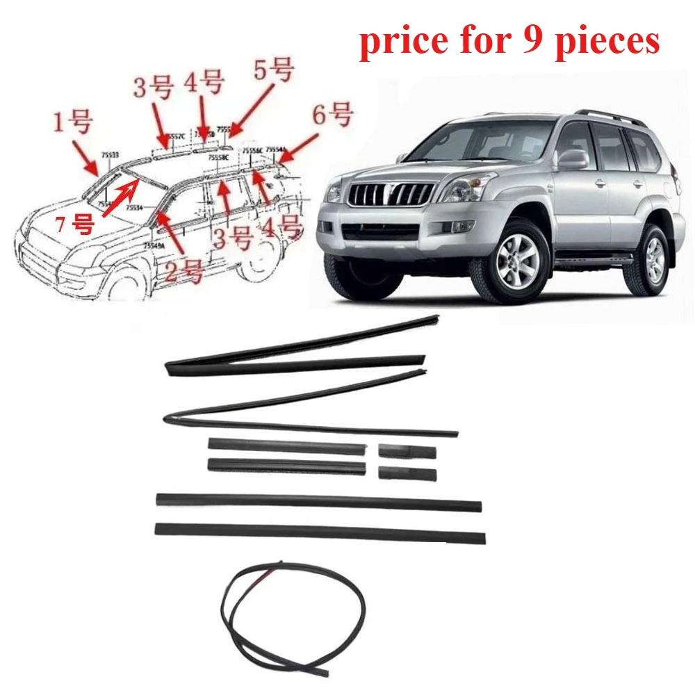 

Резиновое уплотнение раковины на крышу для Lexus GX470 2003-2009, 9 шт., уплотнение на крышу для Land Cruiser Prado 120 75553-60030