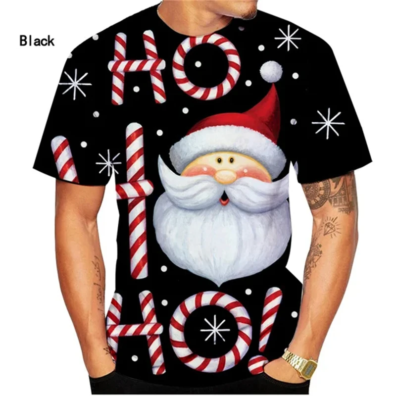 Funny Christmas T-shirt 3d Printed Santa Claus Oversized Tops y2k Tops Men Navidad TShirts Vacation Casual Harajuku Men Clothing