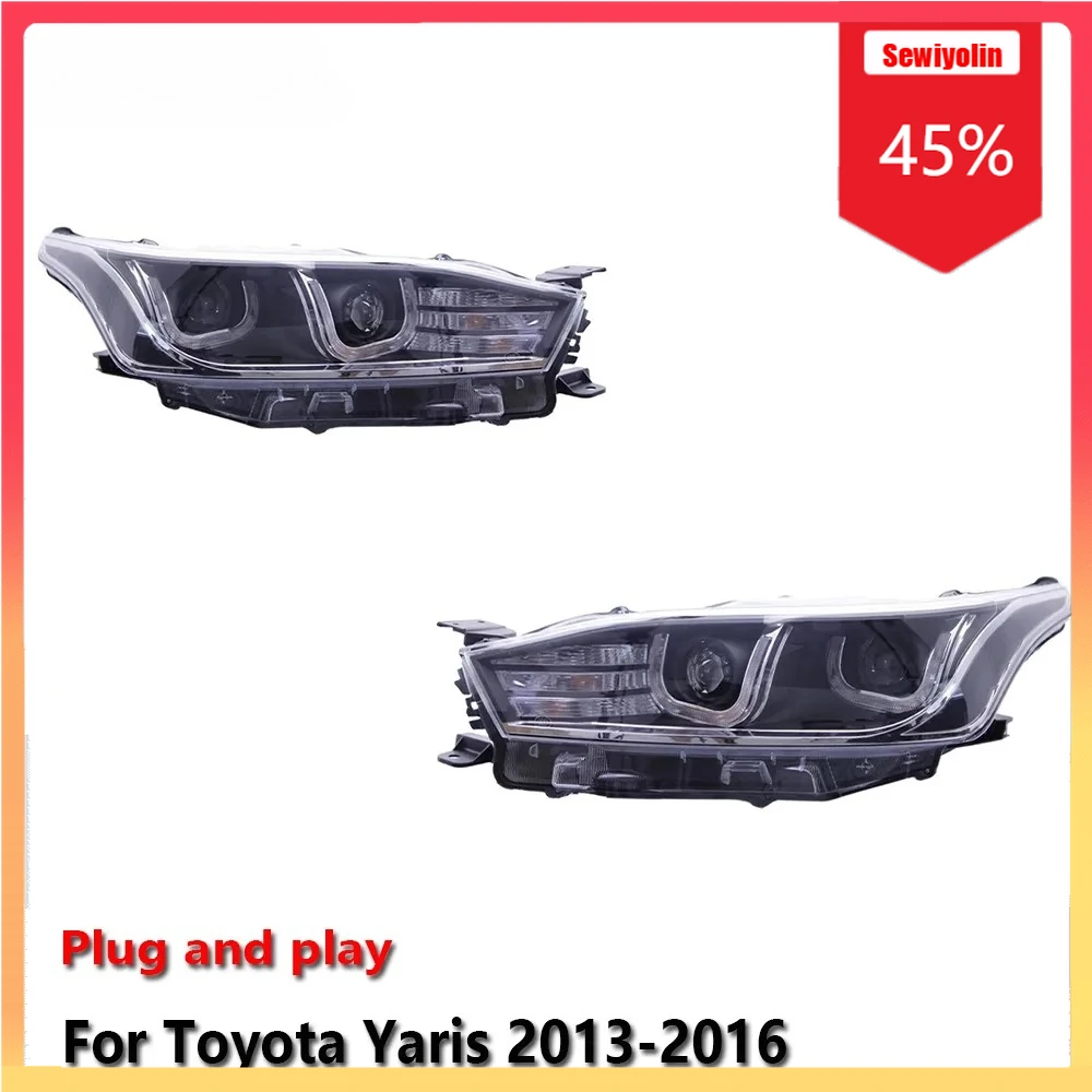 

Автомобильные светодиодные фары, автомобильные детали для Toyota Yaris 2013-2016, противотуманные DRL, стоп-сигнал, указатель поворота, Plug and Play