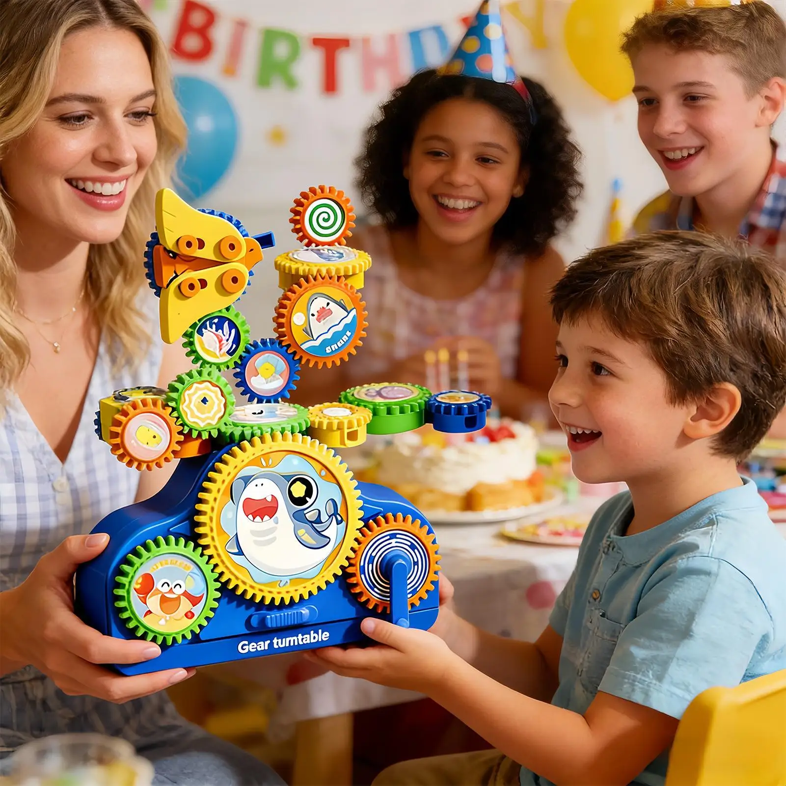 Gears Toys for Kids Interactive Electric Educational Game Gears Building Sets for Children Boy Girl Family Friends Students Home