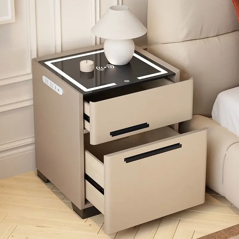 خزانة تخزين حديثة وبسيطة لغرفة النوم، آمنة وذكية مع طاولة بجانب السرير متعددة الوظائف مقاس 50-40-46 سم #3