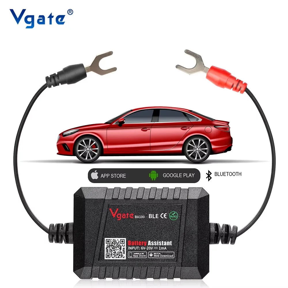 Vgate BA100 Car Battery Tester 12V Monitor Bluetooth 4.0 Car Battery Automotive Circuit Analyzer Work With iOS & Android Phone