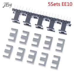 5Sets New EE10 4 With 4pin Transformer Bobbin PC40 Ferrite Core Vertical