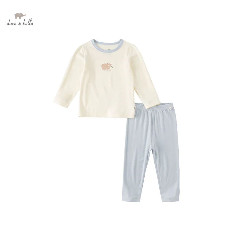 Dave Bella Children's Girl's Boy’s Pajamas Suit 2023 Autumn Winter New Fashion Casual Comfortable Warm Cute Two-Piece DB4238132