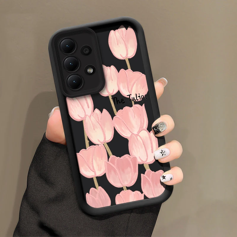 Shokcproof جراب هاتف لسامسونج غالاكسي ملاحظة 20 الترا M34 M31 M54 M51 M30S M23 M22 M16 M15 M13 زهرة التوليب لينة غطاء سيليكون