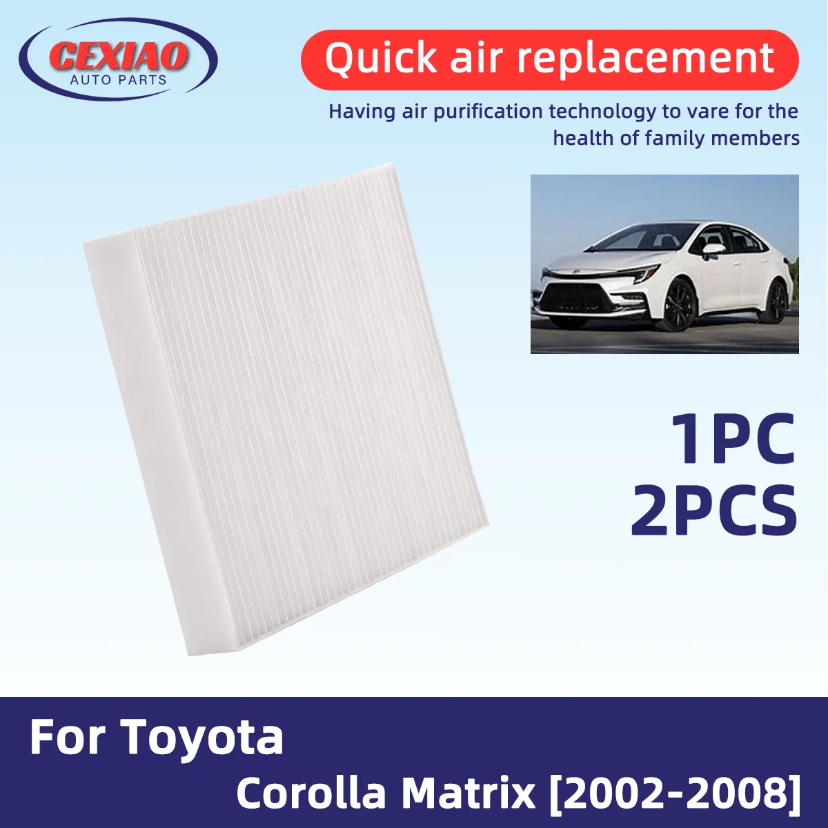 Car Cabin Air Filter forToyota Corolla Matrix 2002-2008 CF10133 XC35491 AQ1044 PA4332 P3754WS R89873 CCF7764 DC044 2008 2007