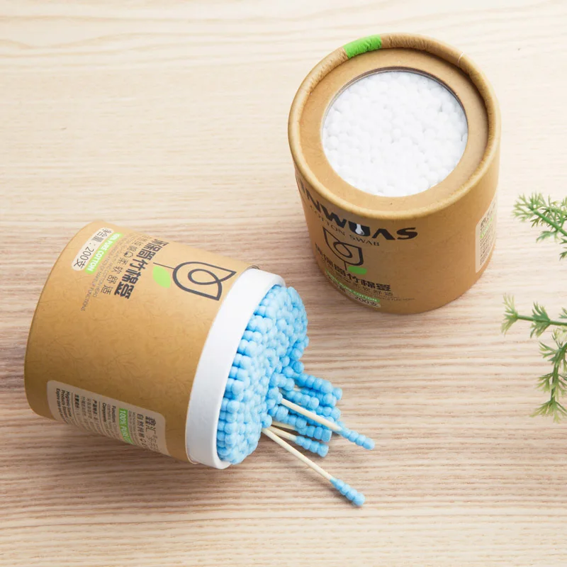 200pcs/Box Bamboo Baby Cotton Swab Wood Sticks Soft Cotton Buds Cleaning of Ears Tampons Cotonete Pampons Health Beauty