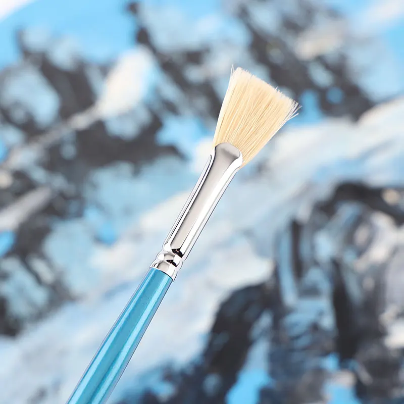 Fächerförmiger Ölpinsel mit Borsten für Gouache, Acryl, Ölmalerei und Aquarell, Geeignet für Anfänger, Kunststudenten und Künstler – Detail 5