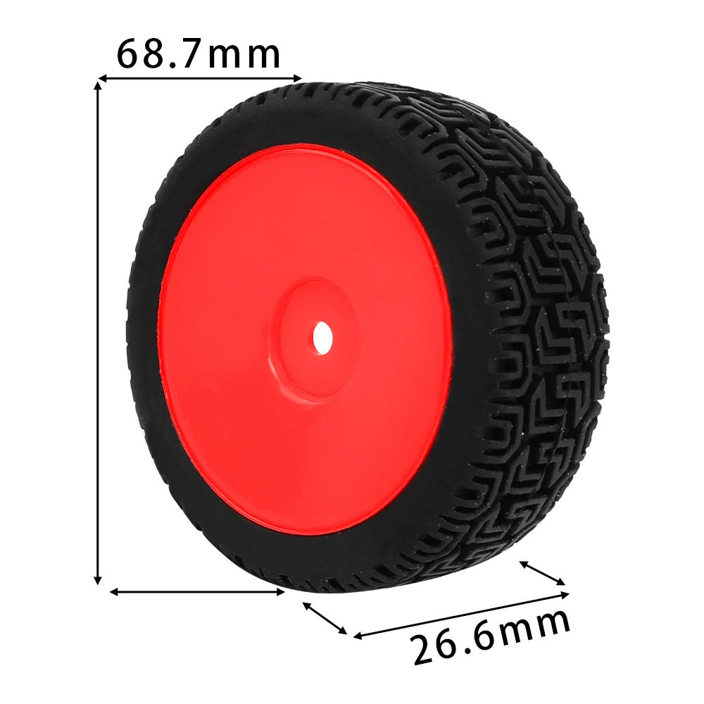 4 PCS 1/10 RC On‑Road Car Wheels Plastic Rims Rubber Tires 12mm Hex Hub 68.7mm 37g Upgrade Replacement DIY RC Model Parts