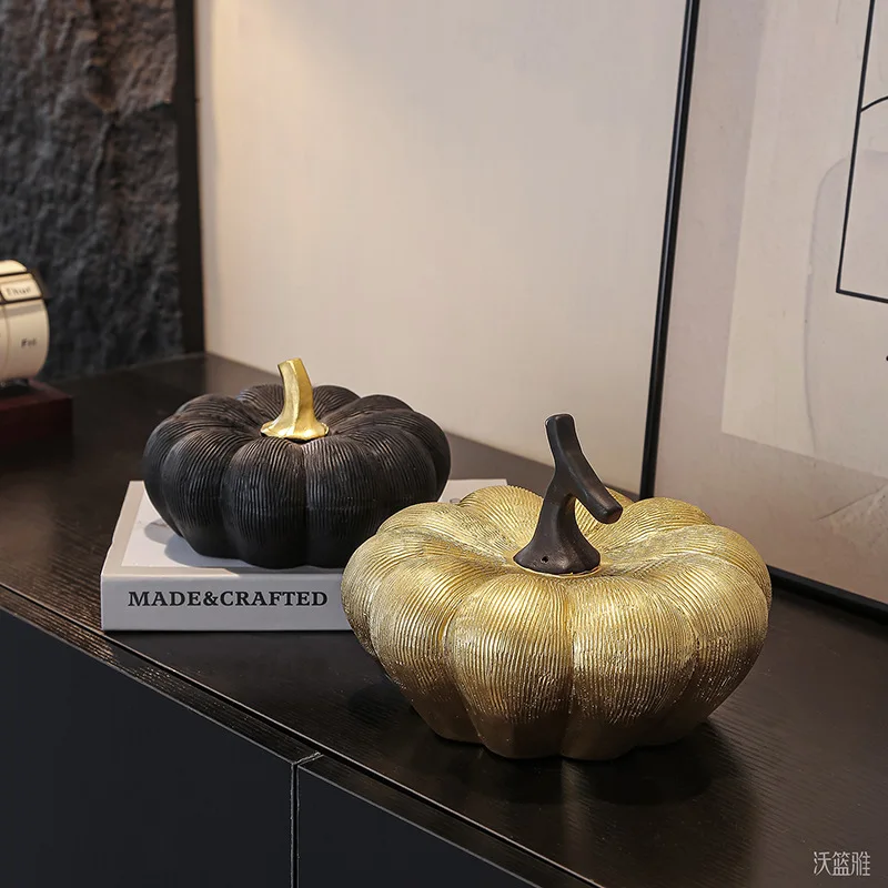 Creative Ceramic Pumpkin Ornaments Realistic Pumpkin Sculpture All Saints' Day Decorative Figurines Home Decoration Accessories