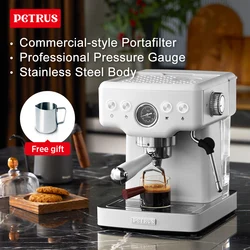 Petrus-cafetera Espresso con Control automático Manual, máquina de capuchino con Espumador de leche, varita de vapor, bomba ULKA