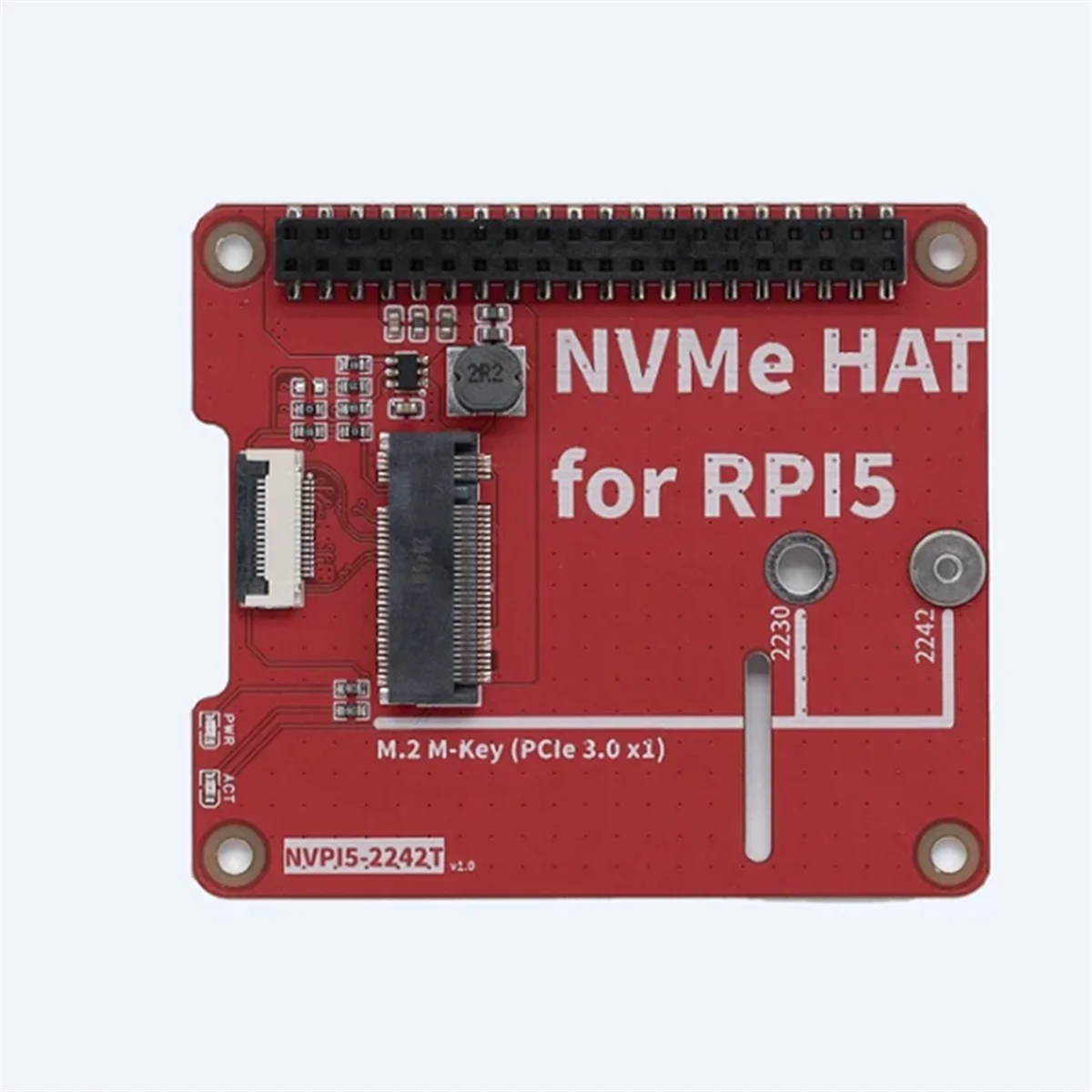 NVPI5 2242T M.2 NVMe HAT SSD 2280 PIP PCIe Placa periférica para Raspberry Pi 5 Adaptador de extensão