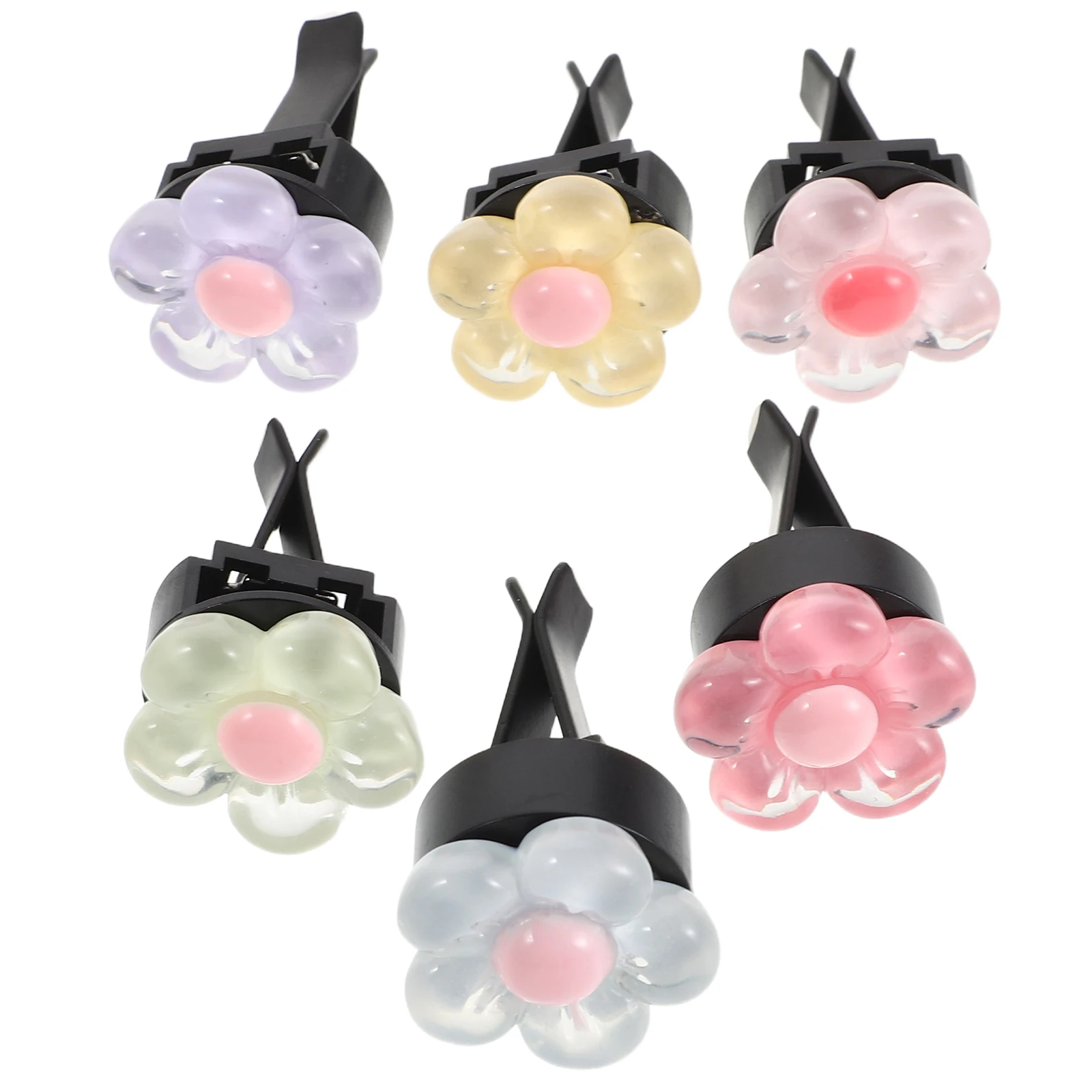 

6pcs Car Vent Clips Air Conditioning Outlet Decorations Resin Flower Scented Dashboard Accessories Stylish Easy Installation