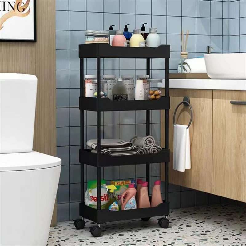 3/4Layer Bathroom Storage Organizer Shelf Organizer Living Room Shelf Multi-functional and Multi-scenario Trolley Corner Shelves