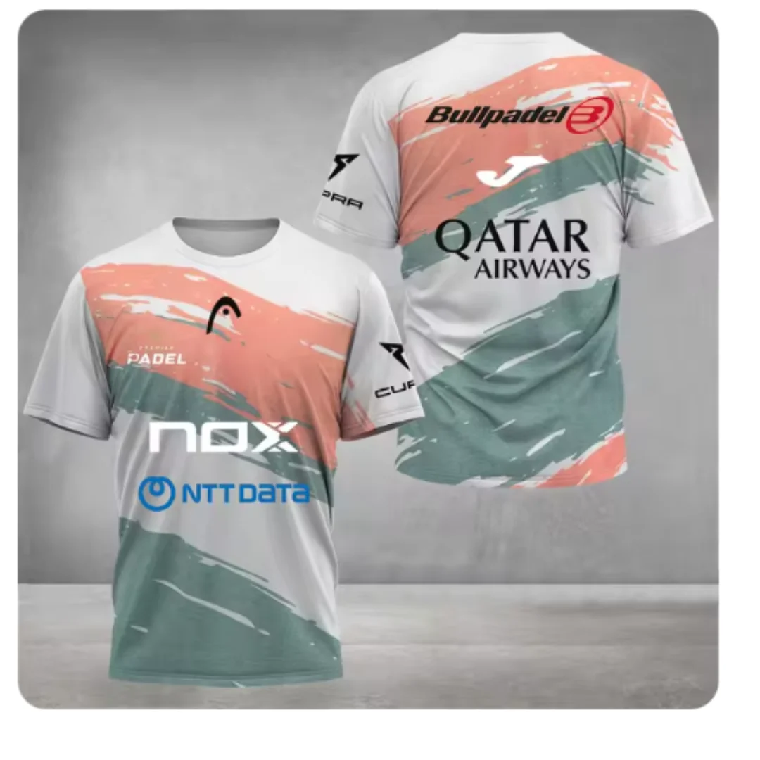Summer Unisex Sports Short Sleeve T-Shirt Stylish Men's Padel Tennis T-Shirts Top Plus Size Loose Quick Drying Crew-Neck Tshirt image 2
