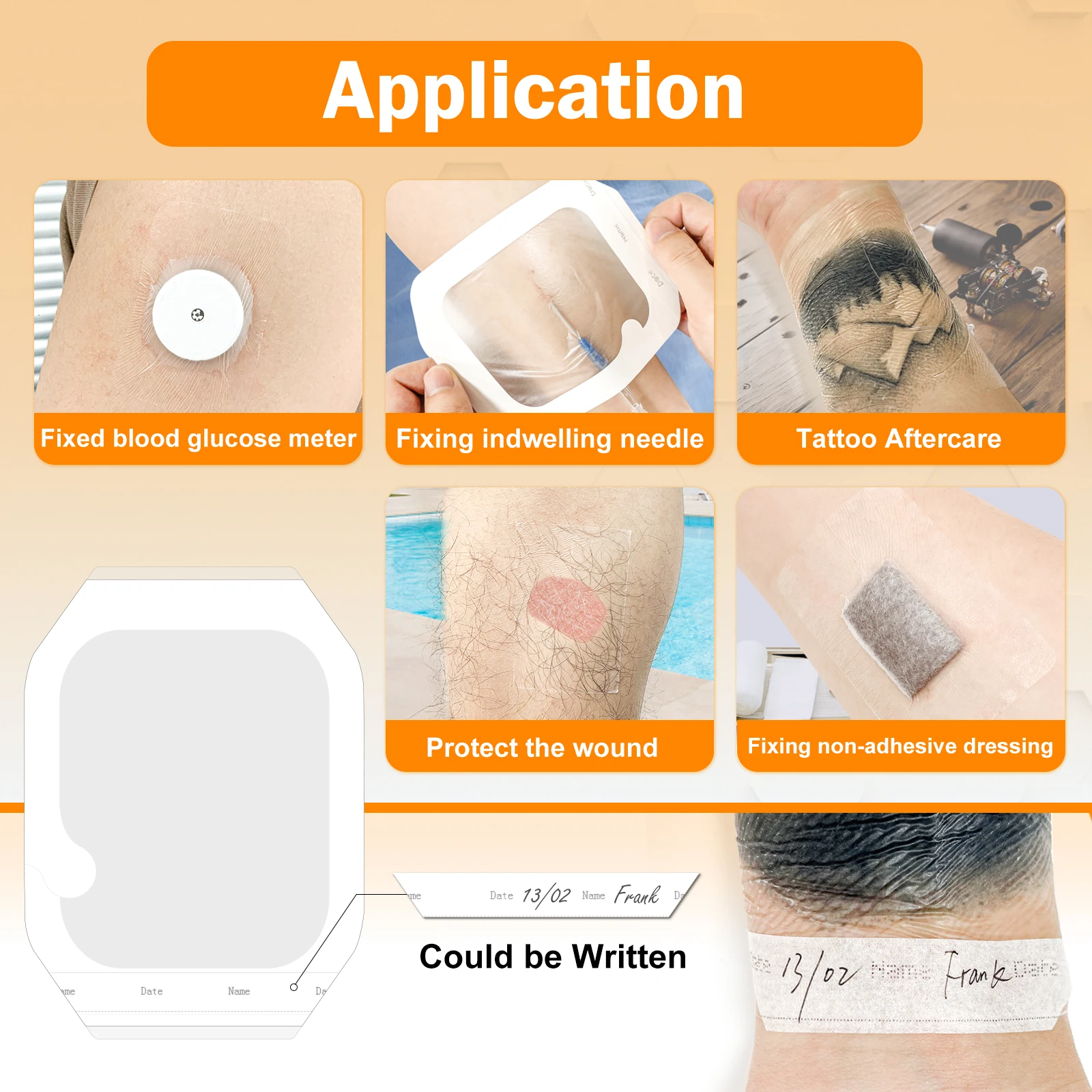 Carbou 6X7/10x12cm Transparent Film Dressing Waterproof Wound Bandage Adhesive Patches Post Surgical Shower or IV Shield Tattoo