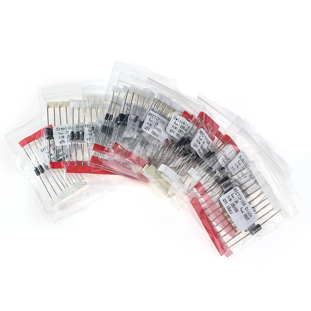 240PCS Schottky Rectifier Diode 1N4148 1N4001 1N4004 1N4007 1N5817 1N5819 1N5404 1N5406 1N5408 FR107 Fast Switching Diodes Kit