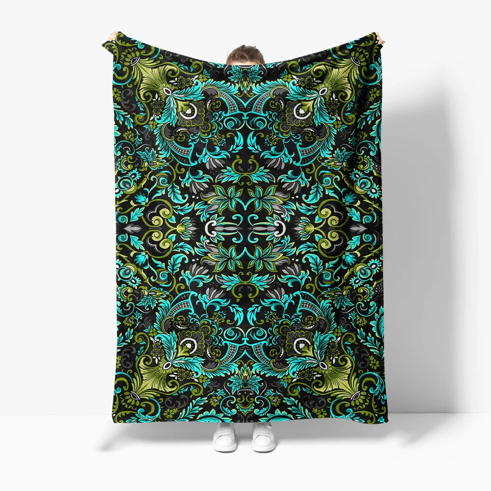 

Vibrant Peacock Floral Print Blanket Luxurious Soft Throw Bed Sofa Decorative Cushion Cover Gift