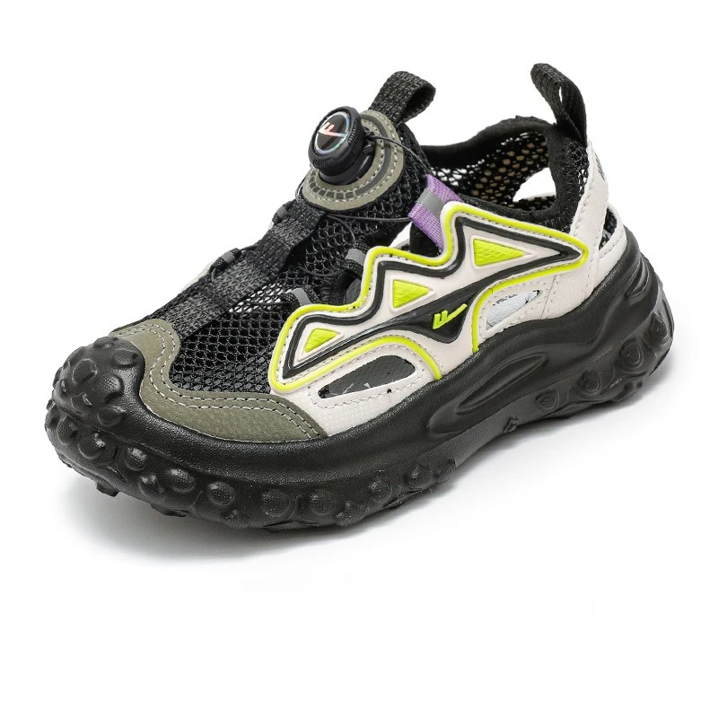 Children Mesh Running Shoes 2025 Summer New Rotating Buckle Breathable Sandals Fashion Sneakers
