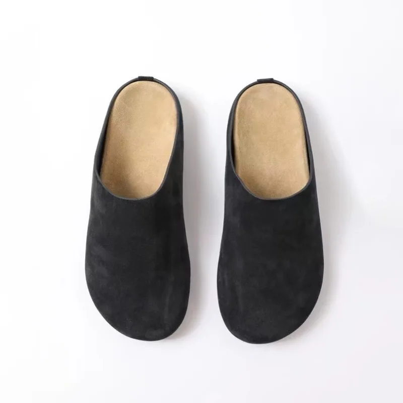 Luxury Brand Flat Half Slipper women\'s Covered Toe Suede Flat Mule Slide primavera e autunno Leisure Holiday Beach Walking Shoes