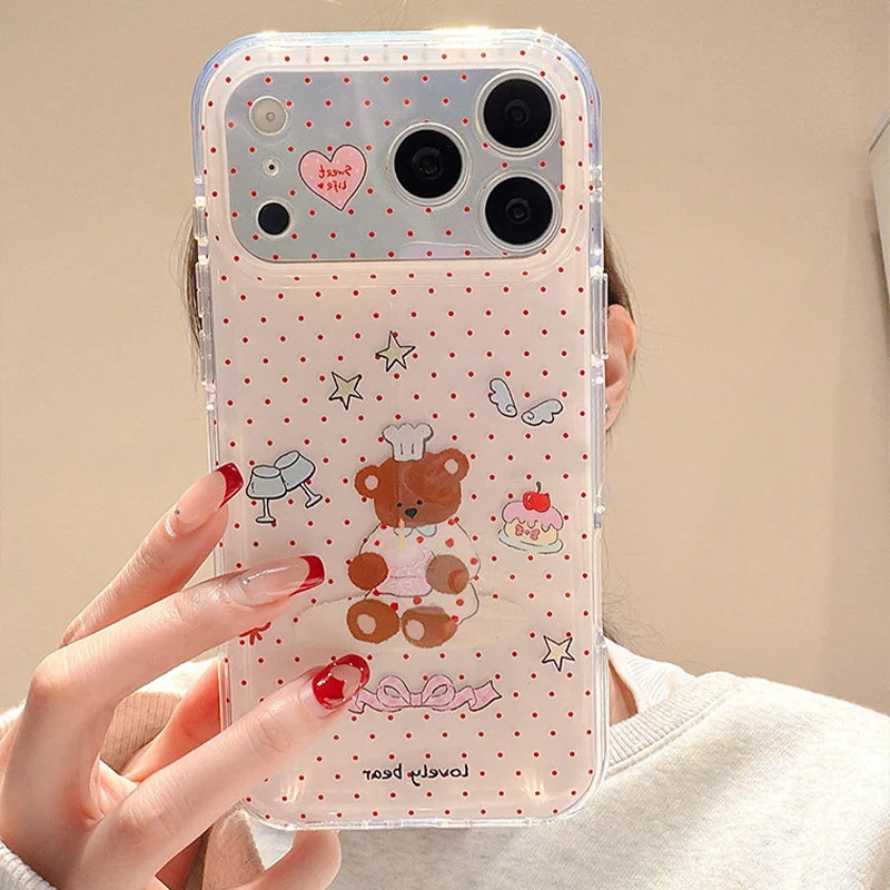 Funda para teléfono compatible con iPhone | Base de maquillaje en formato de pastelito de oso | dibujo animado | modelo de regalo para un amigo | 11 12 13 14 15 16 17 Pro Max