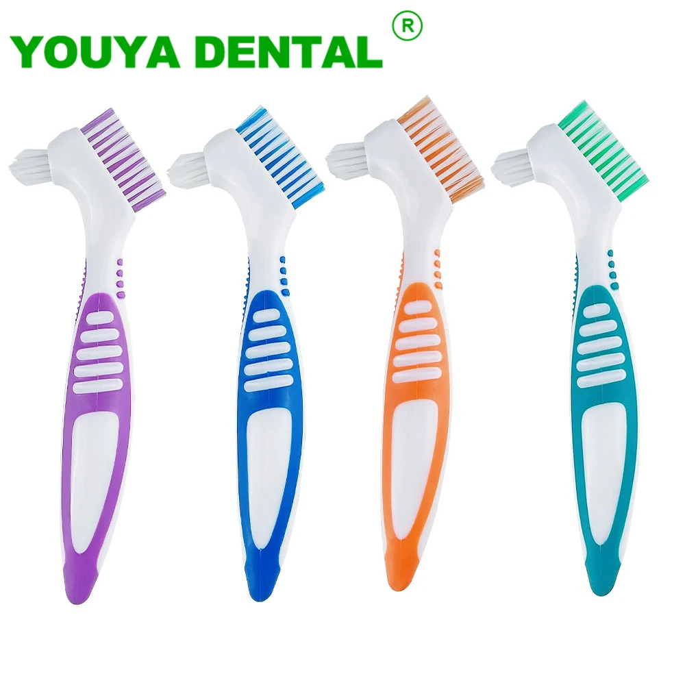 

10pcs Denture Cleaning Brush Toothbrushes False Teeth Brush Multi-Layered Bristles Non-Slip Ergonomic Rubber Handle Oral Care