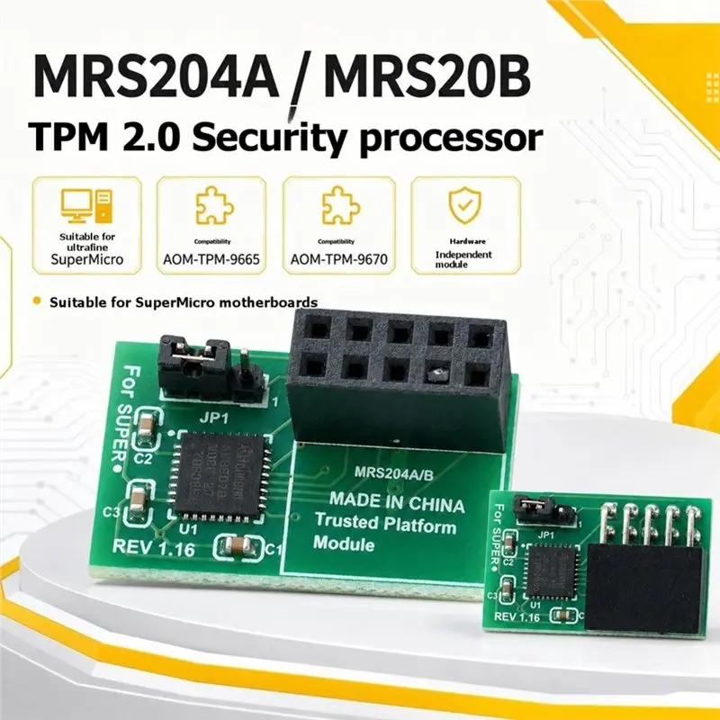ABRU-For Supermicro AOM For TPM 2.0 Security Module 10 Pin SPI Module Processor 9670H 9670V TP M 2.0 Module