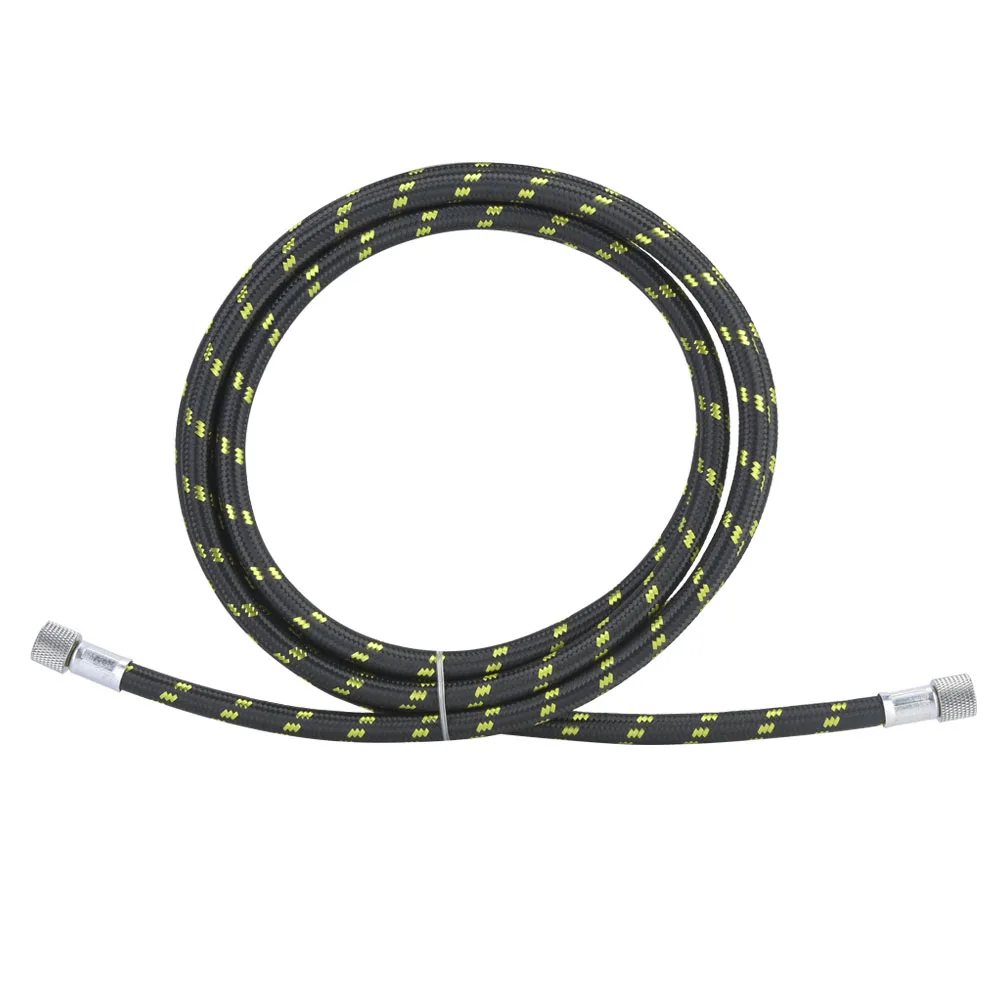Generic Braided Air Hose Rubber Tube for Airbrush and Mini Air Compressor 1.8M and Length Black Woven Cover with 1 8 Thread End