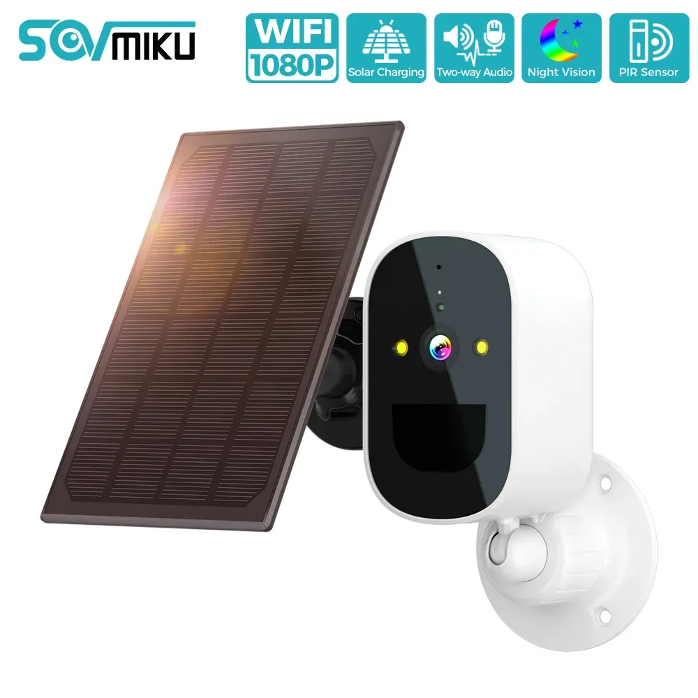 

SOVMIKU 2MP WIFI Solar Camera Outdoor Solar Panel Night Vision Two Way Audio Security Protection CCTV Camera Battery Camera