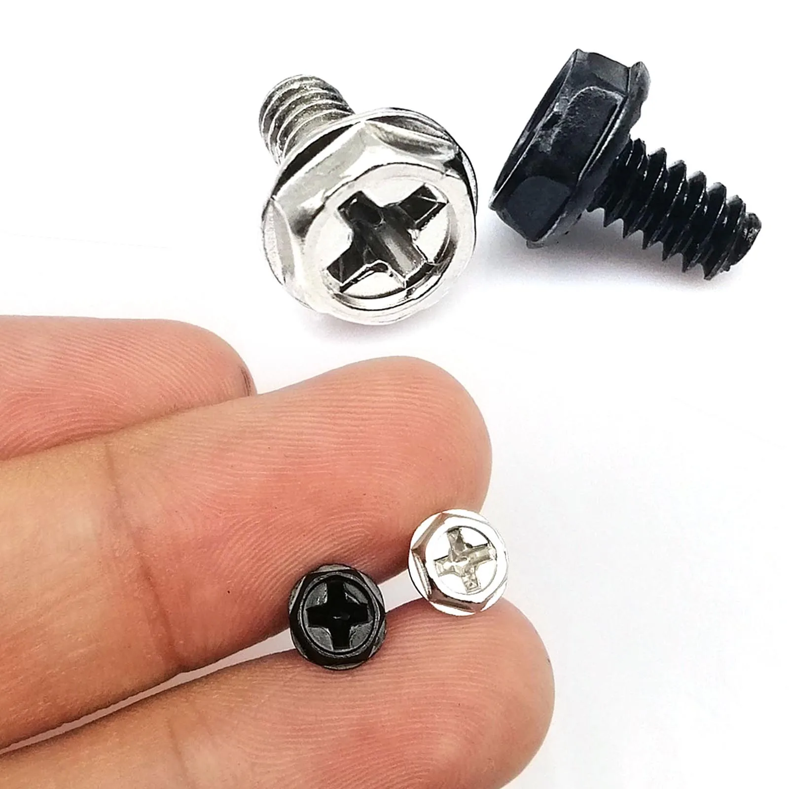 50pcs Black Silver 6#-32x5/6/8mm PC Case Power Supply PSU Hard Drive Motherboard Phillips Head Mount Fix Screw DIY Computer B