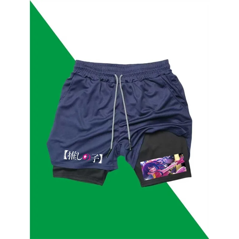 Ai Hoshino 2in1 تشغيل السراويل الرجال الصالة الرياضية اللياقة البدنية التدريب سريعة الجافة سراويل قصيرة الذكور الرياضة في الهواء الطلق الركض المدمج في جيب برمودا #2