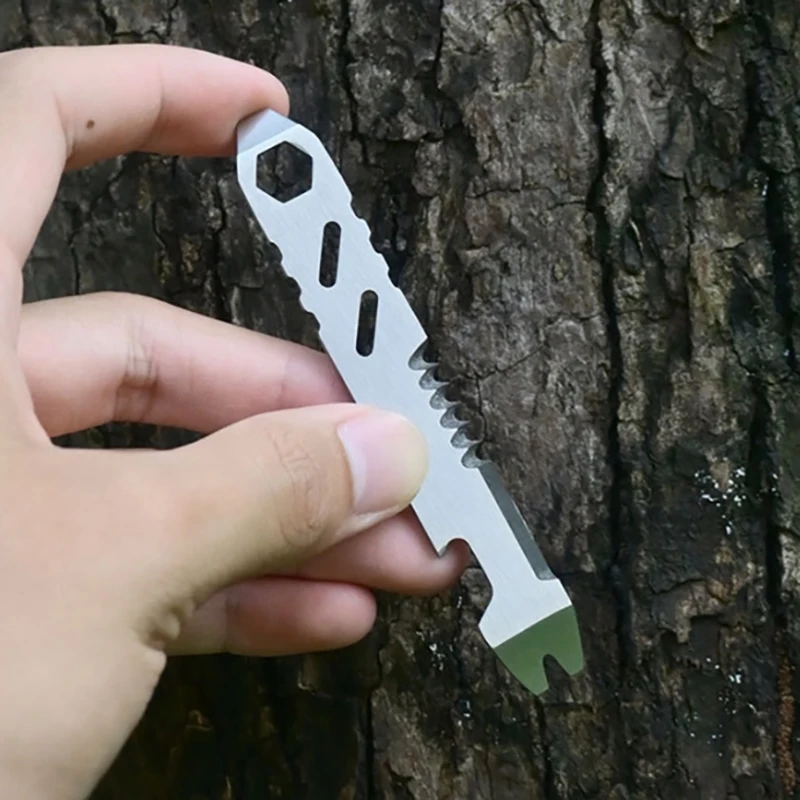 

New Stainless Steel Multifunctional Mini EDC Pry Bar Hex Wrench Bottle Opener Portable Durable Outdoor Bicycle Repair Tool