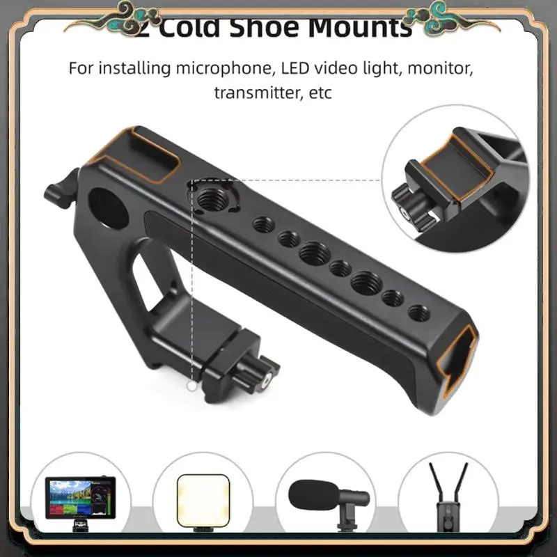 ASMA-DSLR Camera Top Handle Grip Camera Cold Shoe Adapter Mount G Rip With Clamp Rail Cold Shoes 1/4" 3/8" Threads