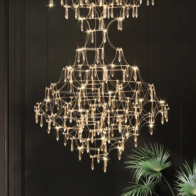 

Large chandelier minimalist light luxury creative crystal lamp designer new model